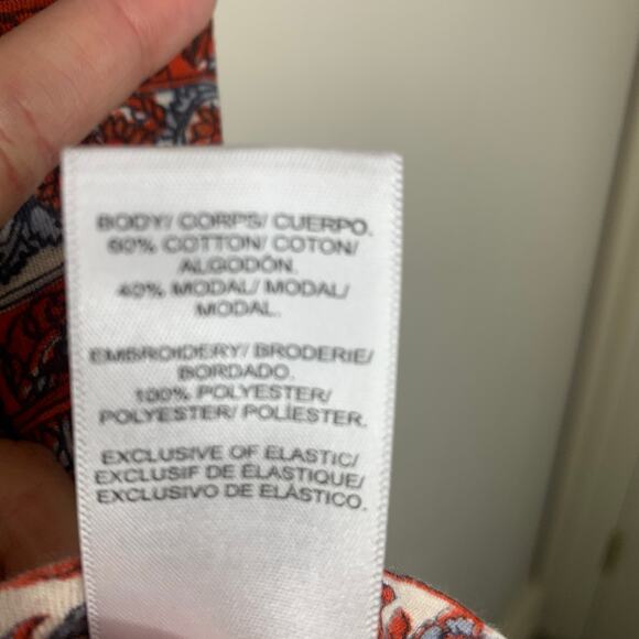 Lucky Brand Red Gray Floral Blouse Sz Small - Picture 9 of 9